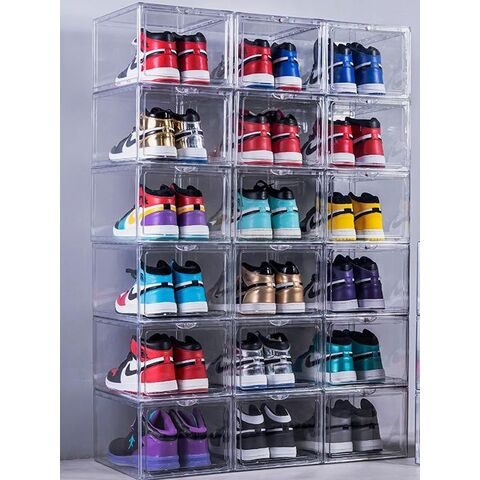 Amazon Hot Sell Plastic Clear Sneaker Drop Front Shoe Box Organizer ...