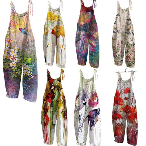 Wholesale Custom Overalls For Women Loose Fit Casual Floral Printed  Playsuit Sleeveless Wide Leg Suspender Cami Jumpsuits Oemodm $7.48 -  Wholesale China European And American Small Fresh Print Retro Wide at  factory