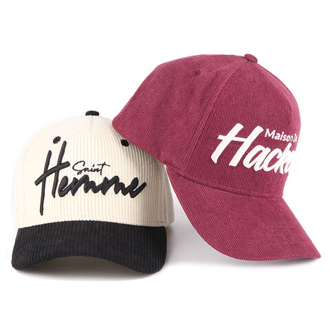 Hochwertige Herren- und Damen-Baseballkappen im Großhandel, bestickte Vintage-Cord-Baseballkappe in zwei Farben
