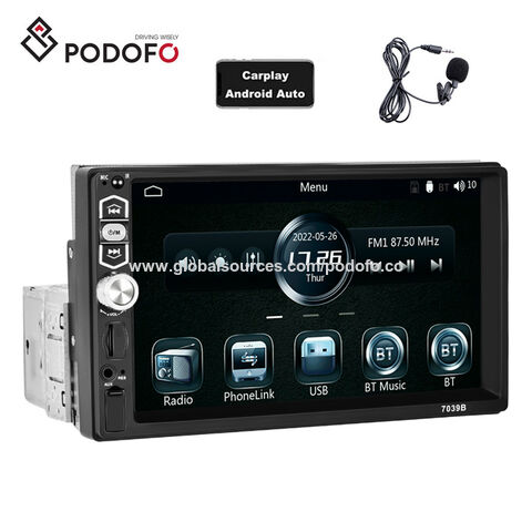 PODOFO 7 Inch Double Din Car Stereo with Apple CarPlay & Android Auto