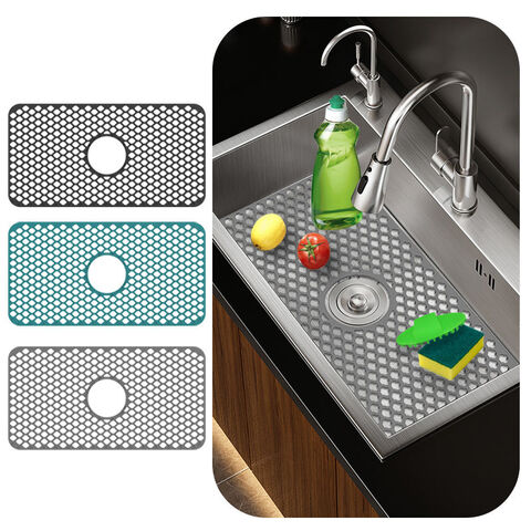 Buy Wholesale China 63*33cm Large Size Hollow Silicone Sink Protector Mat  Non-slip Kitchen Sink Drain Grid Dish Drain Mat For Kitchen & Kitchen Sink  Protector at USD 4.35