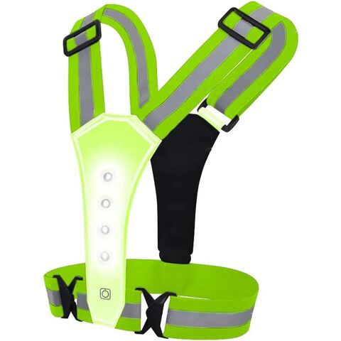 LED Reflective Vest Rechargeable Double-Side LED Strips Elastic Running Gear  for