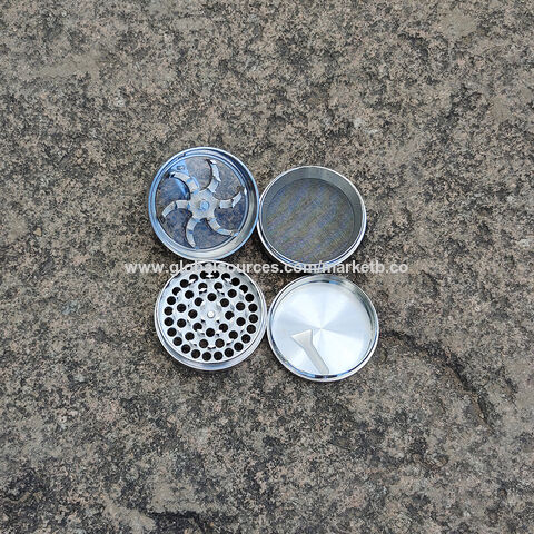 4 Inch Aluminum Huge 4 Piece Grinder Tobacco Herb Spice Crusher Silver  Color