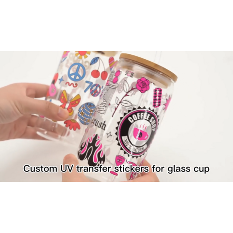 100 Wholesale UV DTF Cup Wraps for 16 Oz Glass Can, Ready to Ship