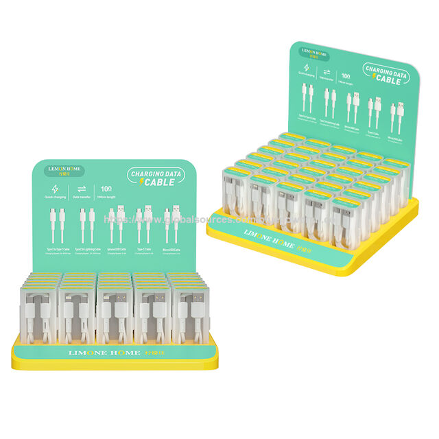 2023 Nuevo Diseño Exhibidor Set de Cables USB para iPhone Tipo C Micro C a C Cable Set Caja para iPhone
