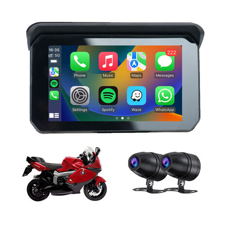 5.5 Inch Motorcycle GPS Navigator Dual Bluetooth Carplay IPX7 Waterproof  Wireless Android Auto Moto Navigator with Dual Cameras - AliExpress