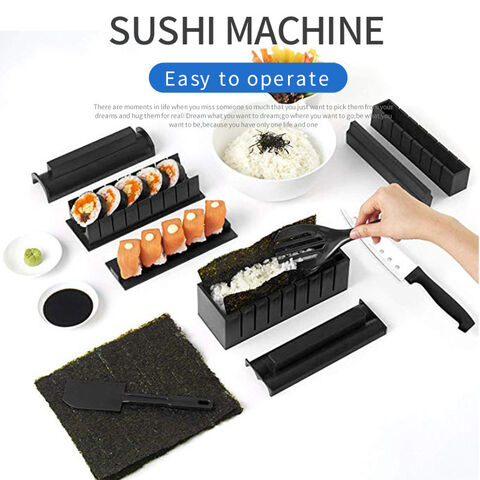 Sushi Making Kit Deluxe Edition with Complete Sushi Set 10 Pieces Plastic  Sushi Maker Tool Complete with 8 Sushi Rice Roll Mold Shapes Fork Spatula