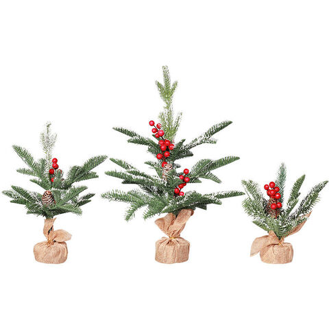 50cm Mini Christmas Tree, Pink Artificial Desk Christmas Tree Decorations,  Bottle Brush Trees Christmas Pine Tree Decor for Xmas 