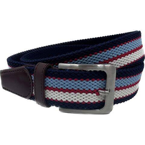 Denton Stripe Braided Belt, Blue