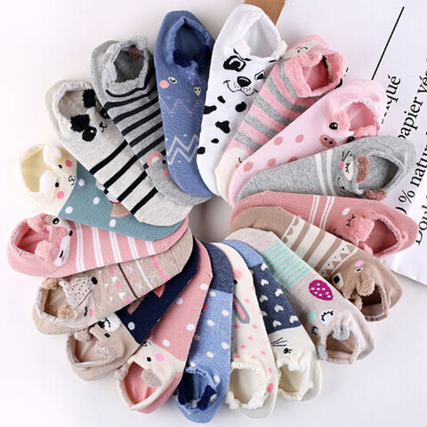 Cheap 5 Pairs Women Non-slip Boat Socks Candy Color Ankle Socks