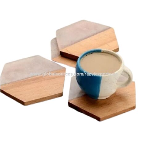 Wooden Drink Coasters Wood Table Coaster Set of 6 for Tea Cups Coffee Mugs  US