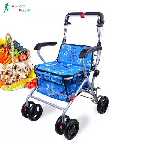Buy China Wholesale Aluminum Alloy Lightweight Folding Walking Aid For The  Elderly Foldable Aluminum Rollator With Shopping Bag & Walking Aids For  Elderly Use $40