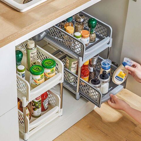 Buy China Wholesale Kitchen Storage Shelf With 2 Drawers Sliding Spice ...