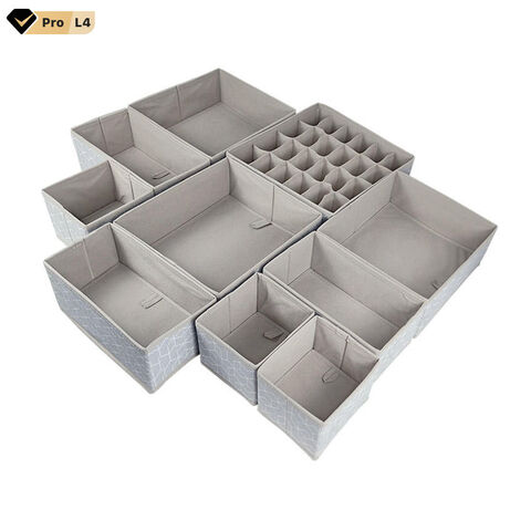 4 Pack Foldable Organizer Box, Storage Boxes Cloth Closet, Storage Box For  Underwear And Socks, For Bras, Socks, Panties And Small Accessories (gray)  