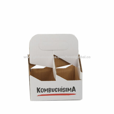 Boîte de transport en carton personnalisée en gros pour 4 bouteilles de vin, emballage en papier ondulé, porte-bouteilles de bière pour 4 bouteilles
