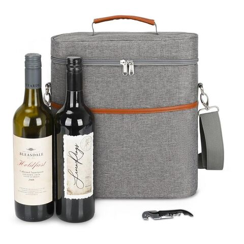 opux 2 Bottle Wine Carrier Tote, Insulated Leakproof Wine Cooler Bag, Wine  Travel Bag Tote for Picnic BYOB Beach, Portable Wine Bottle Carrying Case