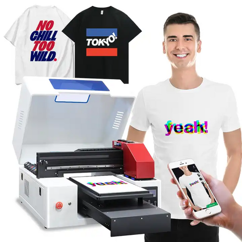 T-shirt Priner A4 DTG Printer Clothes Flatbed Multifunction Printing  Machine & Handheld Inkjet Printer Portable Label Printer