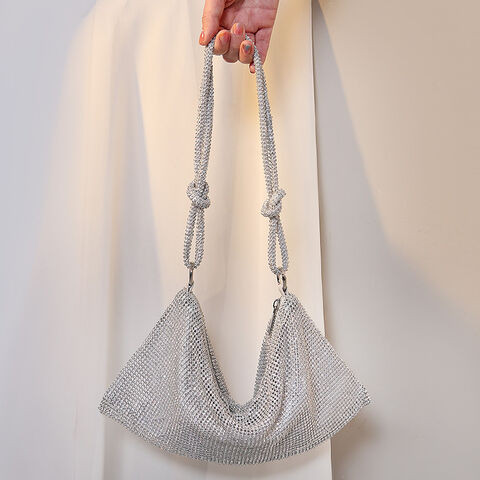 Rhinestone Purse Sparkly Evening bag Silver Clutch Purses for Women  Evening, Cross Body Handbags for Party Prom Club Wedding