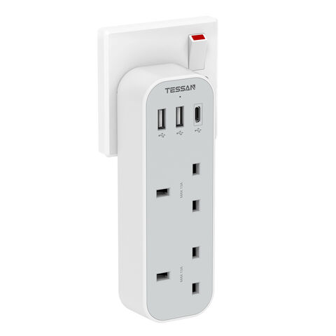 Household 4000W EU USB Wall Power Strip Power Outlet Extender Plug 16A Wall  Multiple Socket with Switch 3 USB Charging Ports