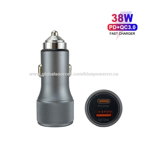 Precio al por mayor cargador de coche usb adaptador de coche de doble puerto tipo c teléfono celular cargador de coche rápido for sale at factory direct price