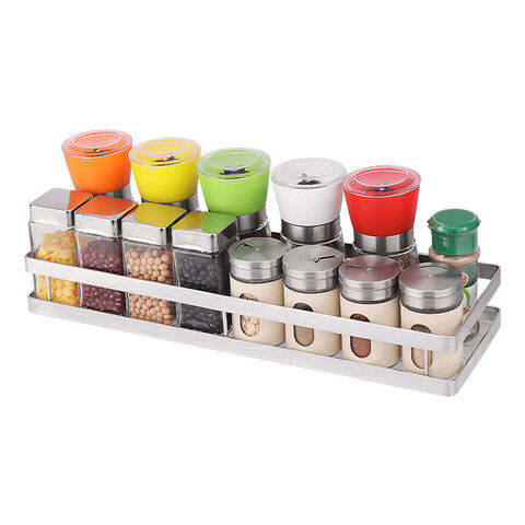 Wall mount Spice Rack Kitchen Shelf Organizer Seasoning Metal