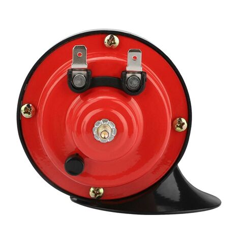 300dB Universal Snail Air Horn – 12V Electric, Waterproof – Red Metal Horn For Car, Truck, SUV, Boat, RV
