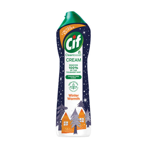 Cif Cleanboost Cream Cleaner for hard surfaces with no damage, 500ml, Lemon  scent