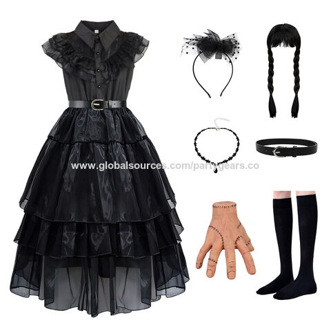 Adult Gothic School Girl Wednesday Addams 3-Piece Costume Fancy Dress  Halloween