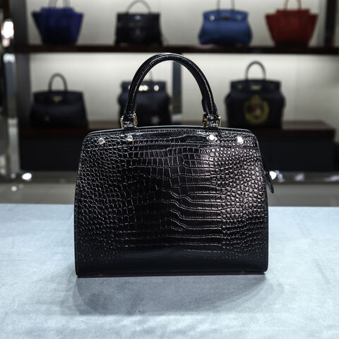 Source Black crocodile embossed genuine leather handbag for ladies  wholesale/crocodile ladies' handbag on m.