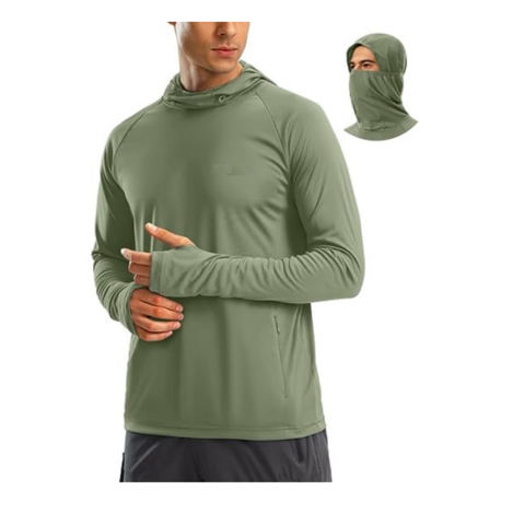 Mens Fishing Shirts Long Sleeve Fishing Hoodie With Face Masked