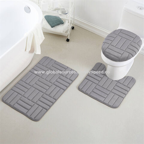 2 Piece Bathroom Rugs Bath Mat Set -Plush Chenille Shower Mats for Bathroom  Non-Slip Bath