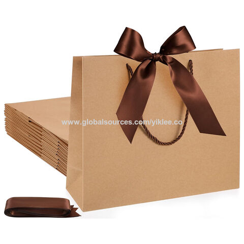 Gift Bags with Lid for Party Favors Brown Large (Pack