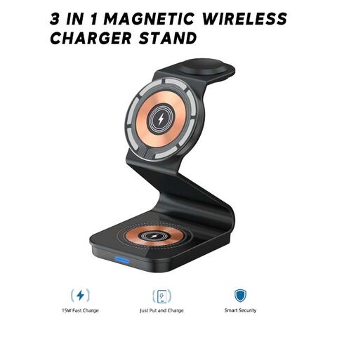 Estación de Carga Inalámbrica 3 en 1 JIANHAN Compatible con Carga Inalámbrica Rápida de 15W para Múltiples Dispositivos Apple Watch AirPods Pro