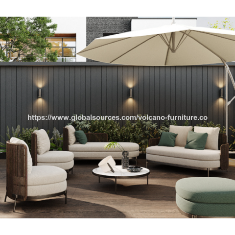 Hochwertige Aluminium-Gartenmöbel-Lounge-Set mit Teakholz für Terrasse, Garten und Hotel