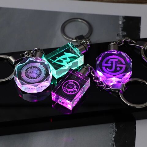 Gantungan Kunci Kristal Kosong Grosir Ukiran Personalisasi, Gantungan Kunci Kristal K9 Lampu Led Foto Kustom Untuk Ukiran Laser for sale at factory direct price
