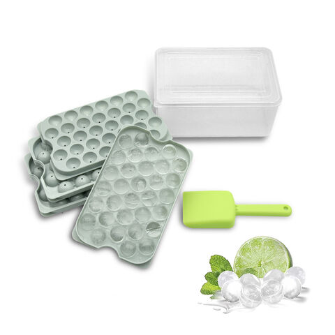 2023 Round Ice Cube Trays Box for Freezer with Lid and Bin Sphere