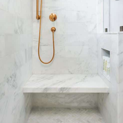 Artificial Stone Acrylic Resin Recessed Bathroom Bench Shower