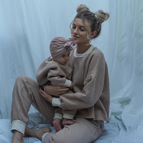 Custom Color Solid Blank Family Women Baby Matching Outfits Mommy