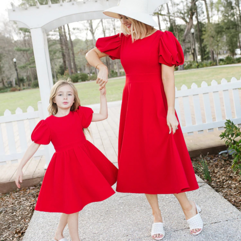 Mother Daughter Clothing Kids Dresses Red Family Dresses Mommy And Me