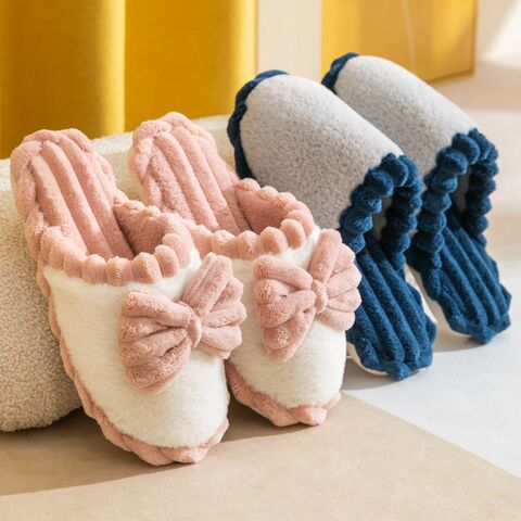 2021 Rhinestone Butterfly Decor Fluffy Bedroom Slippers Ladies Cute Open  Toe New | eBay