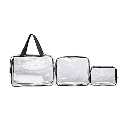 Fashion Lady Clear Pvc Three-piece Bag Toilet Travel Set Wash Bag ...