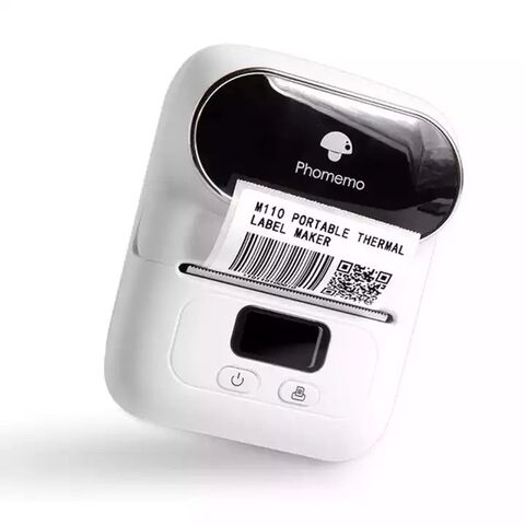 Phomemo-M110 Label Printer- Portable Bluetooth Thermal Mini Label Maker  Printer Apply to Labeling, Office, Cable, Retail, Barcode, Compatible with  Android & iOS System,with 1 40×30mm Label,White 