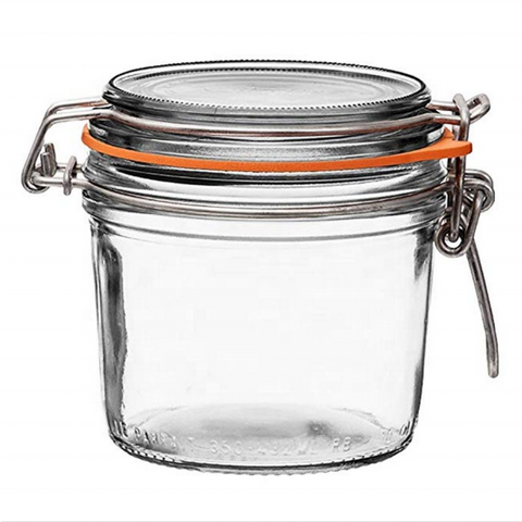 Rounded French Glass Storage Jar with Seal