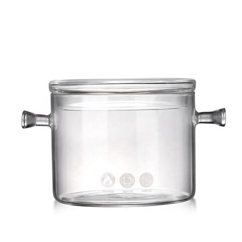 Clear high borosilicate heat resistant pyrex glass cooking pot