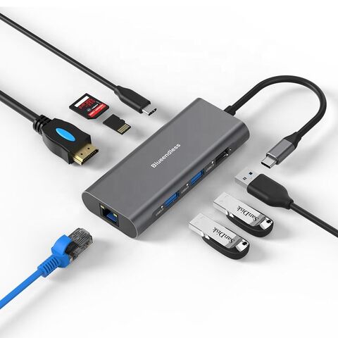 Multi Function Adapter Oem Aluminum Usb Hub Usb Type C Hub 3.0 Multi Function Adapter 8 In 1 ...