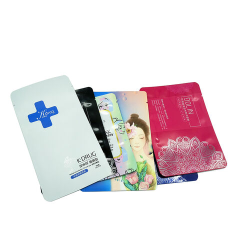Saco de embalagem de plástico com selagem de três lados para cosméticos, ferramentas de maquiagem, fone de ouvido, máscara facial, com zíper e alça for sale at factory direct price