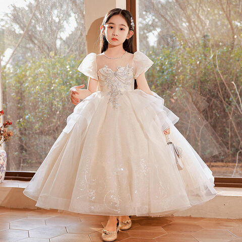 New Style Flower Girl Dress French Sweet Bubble Sleeve Princess