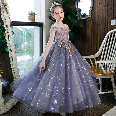 Buy China Wholesale Luxury Royal Blue Dress Sequins Flower Girl