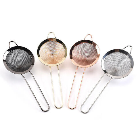 Stainless Steel Fine Mesh Strainer Cocktail Food Sieve Matcha Tea Coffee Strainer with Long Handle for Double Straining Utensil for sale at factory direct price