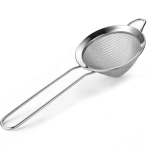 CAMOL Stainless Steel Tea Coffee Cocktail Food Strainer with Long Handle and Hanging Loop Small Conical Cone Mesh Sieve Strainer for sale at factory direct price